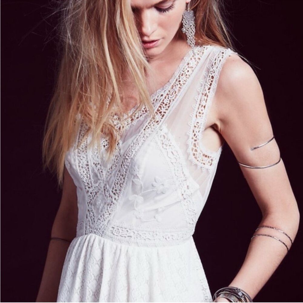Free People | Victoria Lace Mini Dress in Ivory - Picture 2 of 11